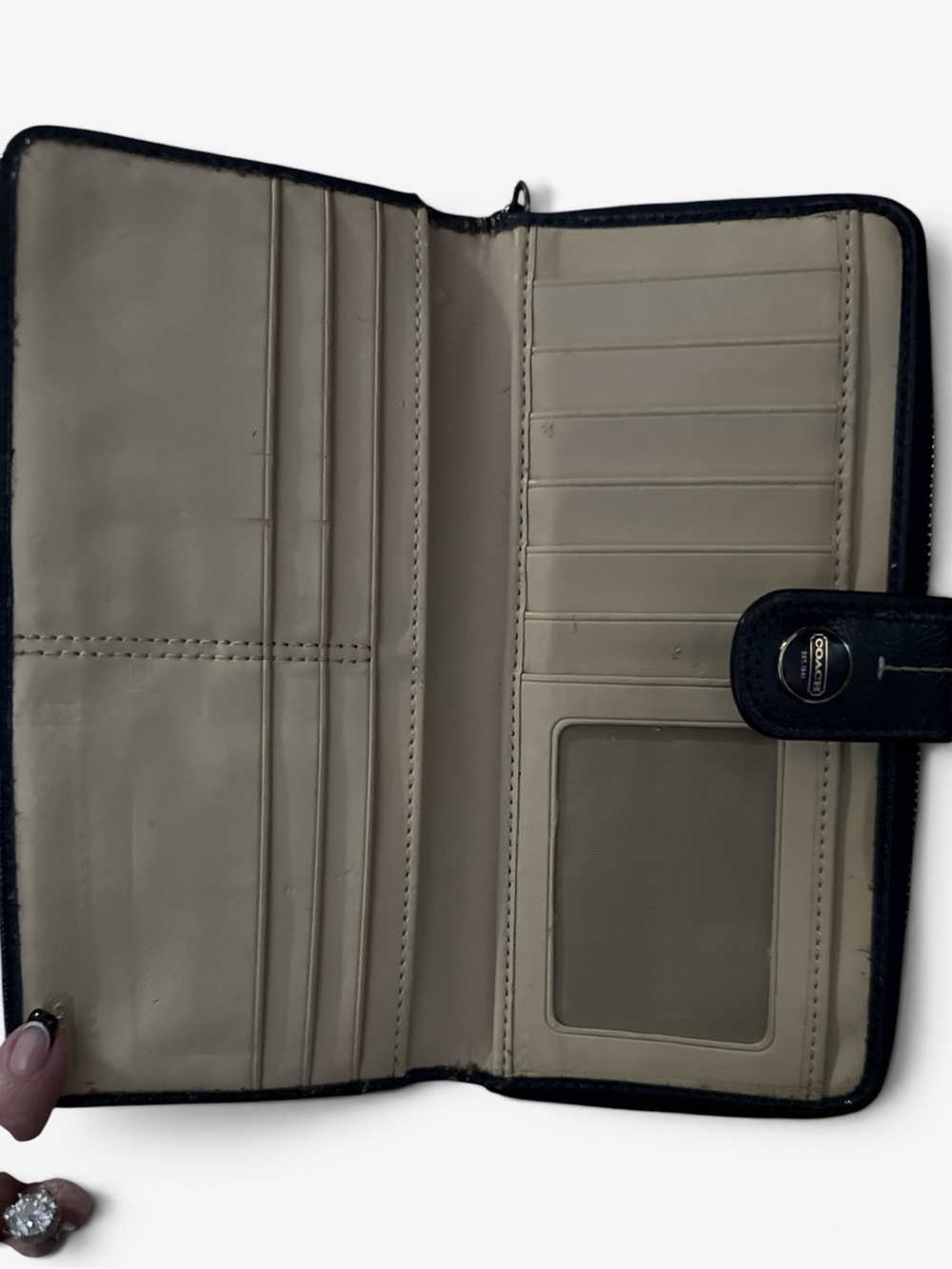 Coach Signature Canvas Wallet in Khaki and Navy - Picture 4 of 5